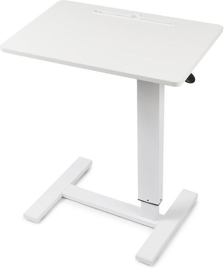 Măsuță Reglabilă pe Înălțime cu Ridicare Pneumatică și Roți – Blat de 60x40 Cm Înălțime 66–90 Cm Măsuță Laterală Pat Canapea Onuvio Alb