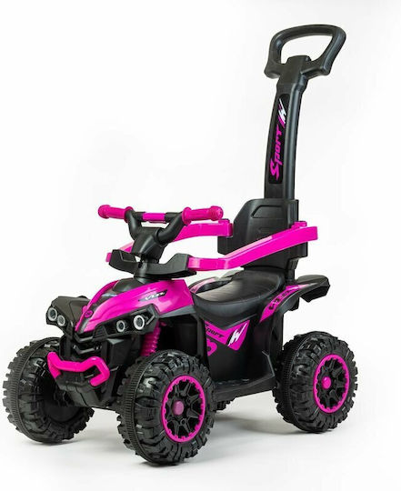 BabyMix Mega Quad Mașină Ride On Cu Mâner Pentru Părinți Pentru 12+ Luni Cu Sunete Roz