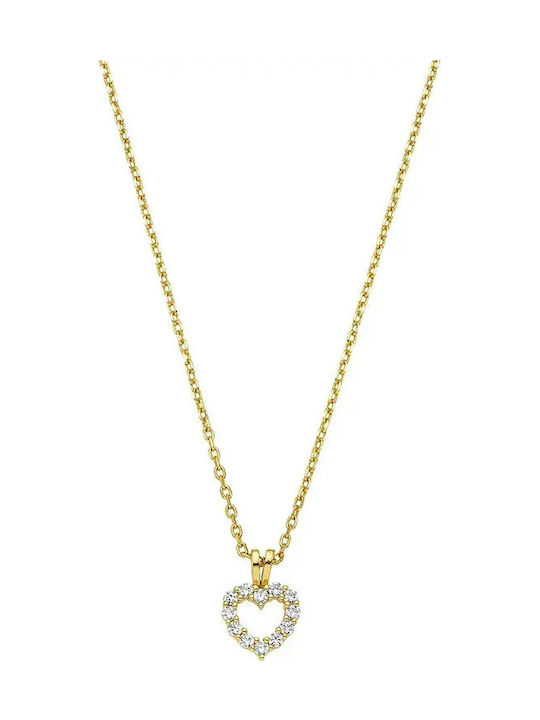 Vogue Necklace with design Heart from Gold Plated Silver with Zircon