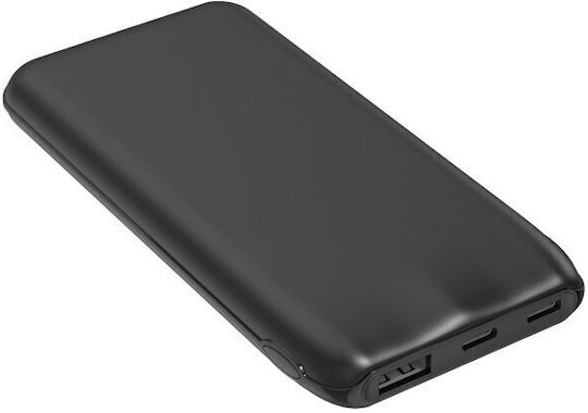 Platinet Power Bank 10000mAh 12W με Θύρα USB-A και 2 Θύρες USB-C Μαύρο