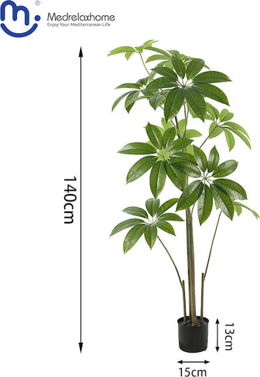 Medrelaxhome Decorative Artificial Pachira Plant Height 140cm Medrelaxhome Decorative Artificial Pachira Plant Height 140cm