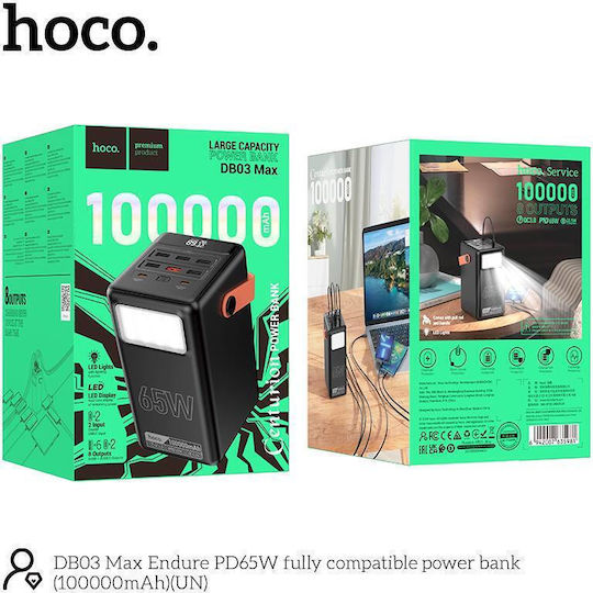 Hoco DB03 Max Power Bank 100000mAh 65W με 6 Θύρες USB-A και 2 Θύρες USB-C Μαύρο