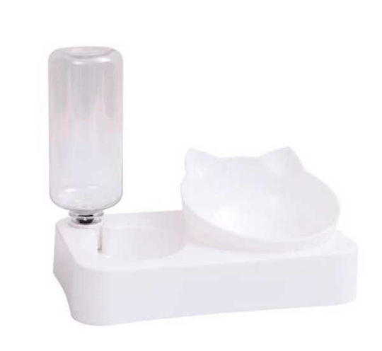 Automat Plastic Bol Mâncare & Apă pentru Câine & Pisică pe Bază în Culoare Transparent