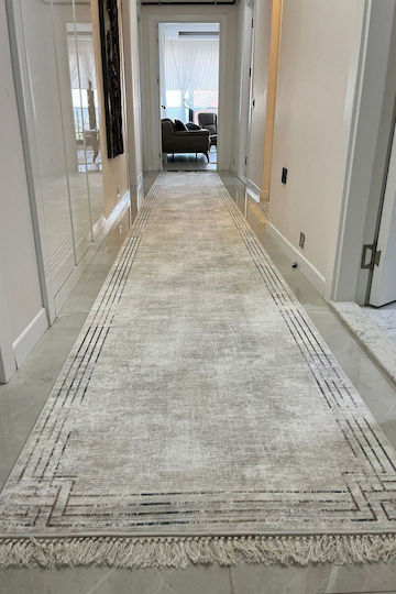 Creme Wohnzimmer Teppich Modern Für Flur (80x310cm)