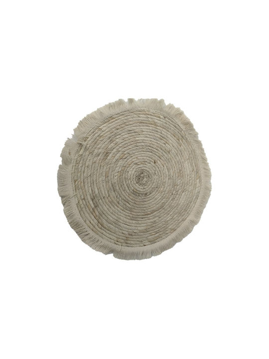 keleman Handmade Ecru Wall Decor Made of Wicker Material 80x80cm