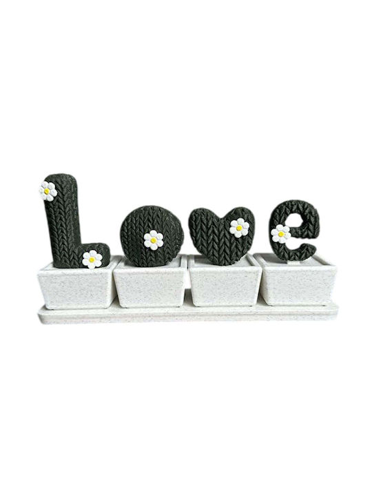 Tischdekoration Love Kaktus 727frn1112 17,5x4,5x7cm Grün-Weiß Kunststoff
