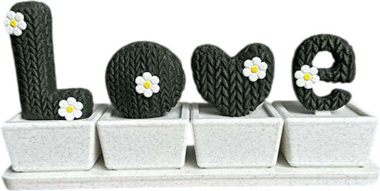 Tischdekoration Love Kaktus 727frn1112 17,5x4,5x7cm Grün-Weiß Kunststoff
