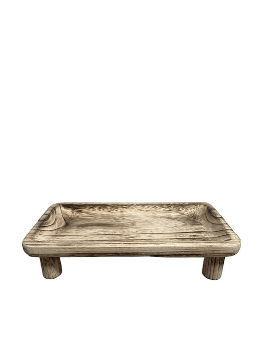 keleman Διακοσμητικό Μπωλ Ξύλινο με Πόδι Καφέ 35x18x8cm