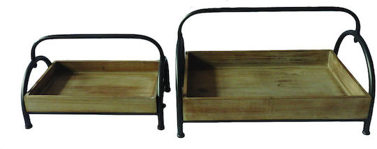 keleman Διακοσμητικός Δίσκος Ξύλινος 40x25x24cm 2τμχ