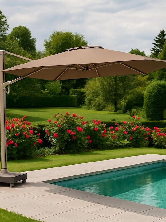 Umbrelă Suspendată Din Aluminiu Bej 2.6x3.5m