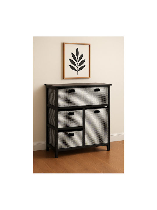 Wooden Chest of Drawers with 5 Drawers Black 54x29x65cm