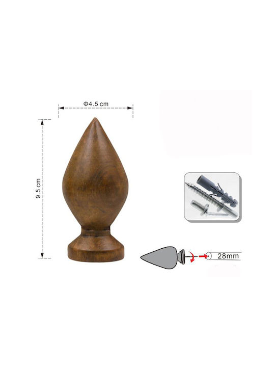 Galifas Curtain wood end Bronze 1pcs