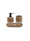 General Trade Bathroom Accessory Set Ceramic Brown 3 Pieces