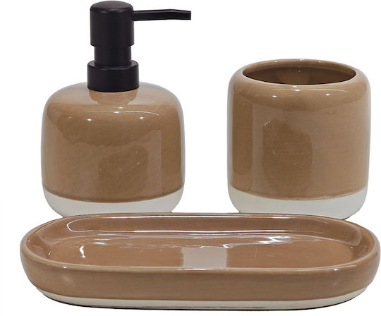 General Trade Badezimmerzubehör-Set Keramik Braune 3 Stücke