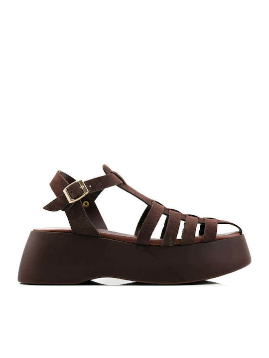 Καφέ Gladiator Flatforms Πολλαπλά Λουριά