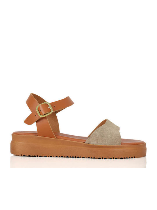 Μπεζ Ανατομικά Flatforms Συνδυασμό Υλικών