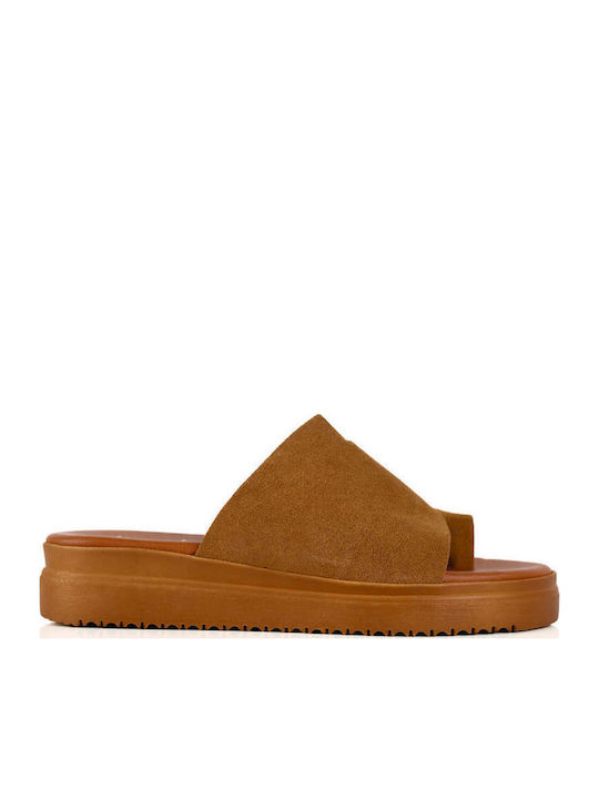 Ταμπά Δερμάτινες Flatform Παντόφλες Καστόρινη Υφή