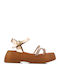 Bronze Flatforms Rhinestones Straps Elevated Sole