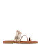 Ligglo Μπρονζέ Flache Sandalen für Damen Δέρμα Στρας
