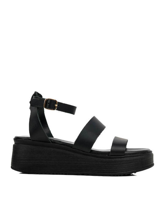 Schwarze Flatforms Doppelvorderer Riemen Schnalle