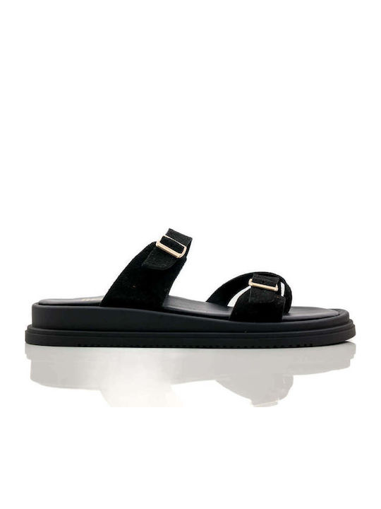 Black Flatform Sandals Double Adjustable Straps