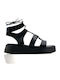 Black Flatforms Lace-Up Wide Straps