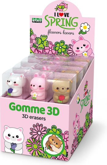Eraser Flowers Lovers Collection 3d 3 Assorted Designs 24 Pcs Display