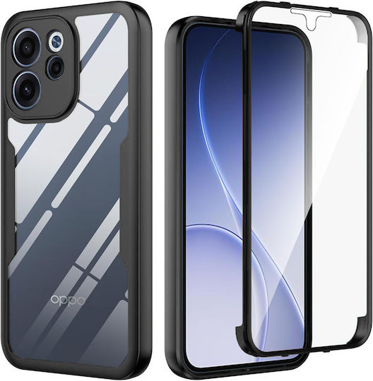 Techsuit ColorVerse 360 Full Cover Silicone Set with Tempered Glass Black for Oppo Reno15 F Oppo Reno15 FS 5G