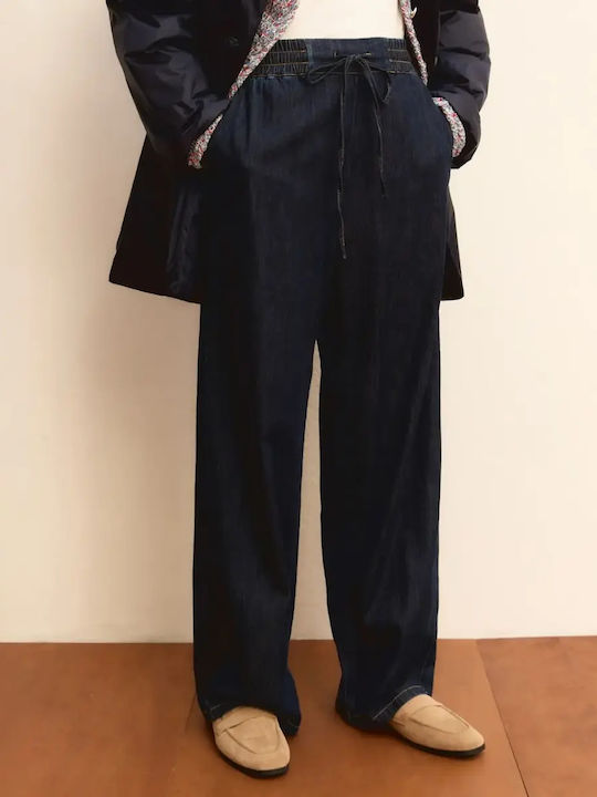 Women's Fabric Trousers Loose Fit Blue