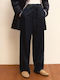 Women's Fabric Trousers Loose Fit Blue