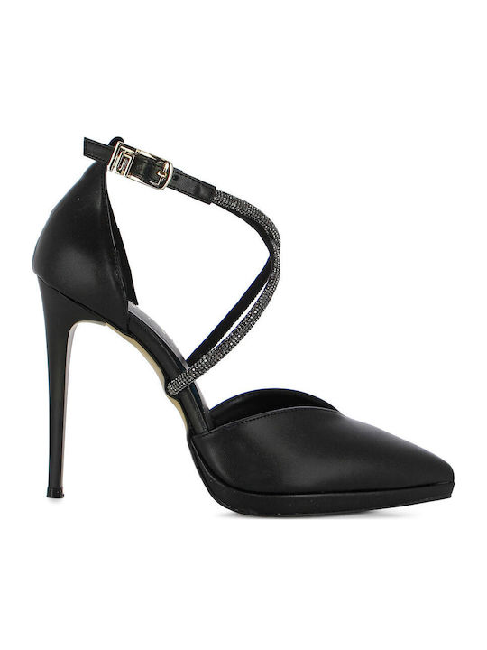 Leder Pumps mit hohem Absatz Schwarz