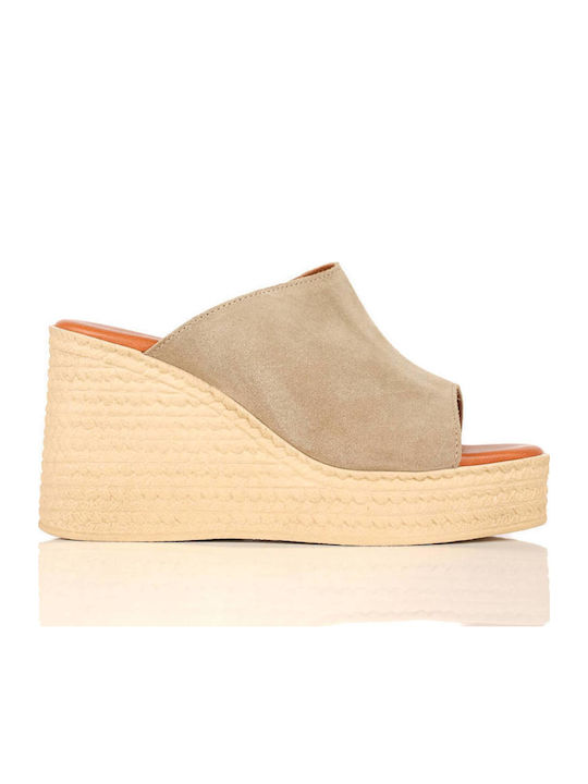 Μπεζ Mule Πλατφόρμες Made In Greece Φαρδιά Φάσα