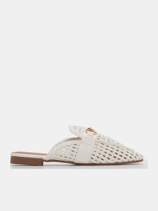 Mules with Low Heel in White Color