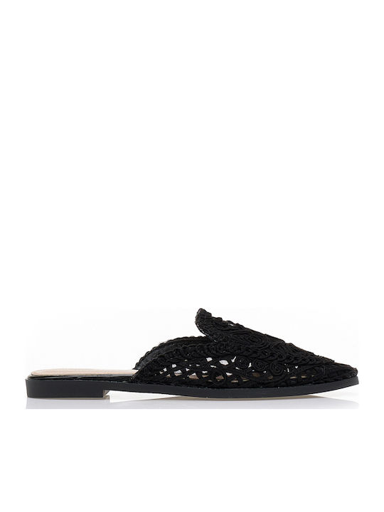 Tsoukalas Flat Mules σε Μαύρο Χρώμα