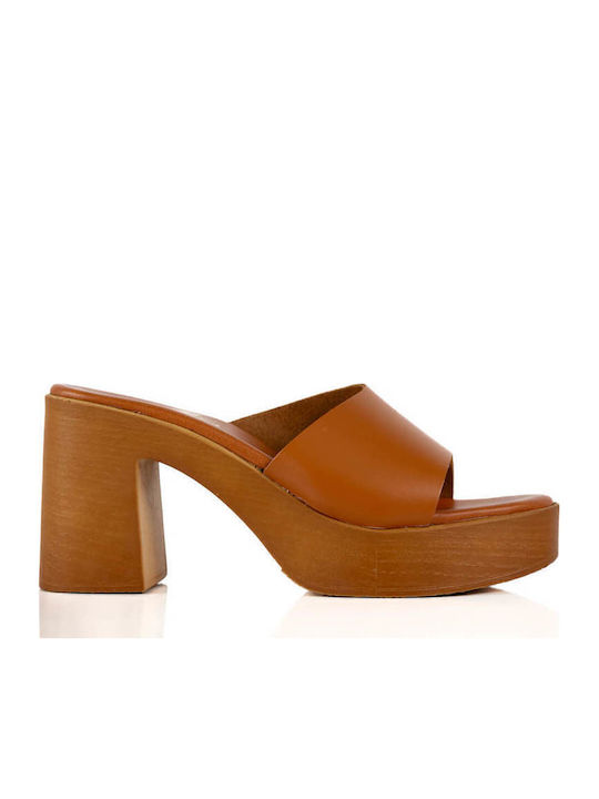 Tabac Brown Mules Single Leather Strap