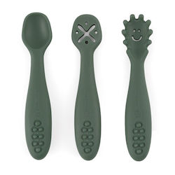 Petite & Mars Baby Set mit Löffeln aus Silikon für 6+ Monate Grün 3Stück