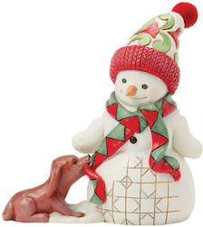 Up To Snow Good Snowman Dog & Scarf Pint Figurine 14 Cm