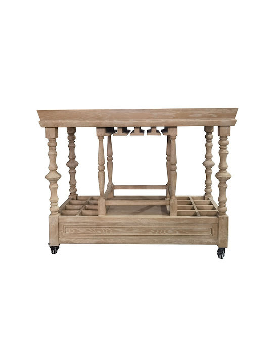 Keleman Side Table Made of Solid Wood with Wheels Oak Antique M120xW50xH88cm