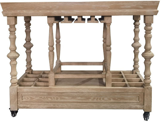 Keleman Side Table Made of Solid Wood with Wheels Oak Antique M120xW50xH88cm