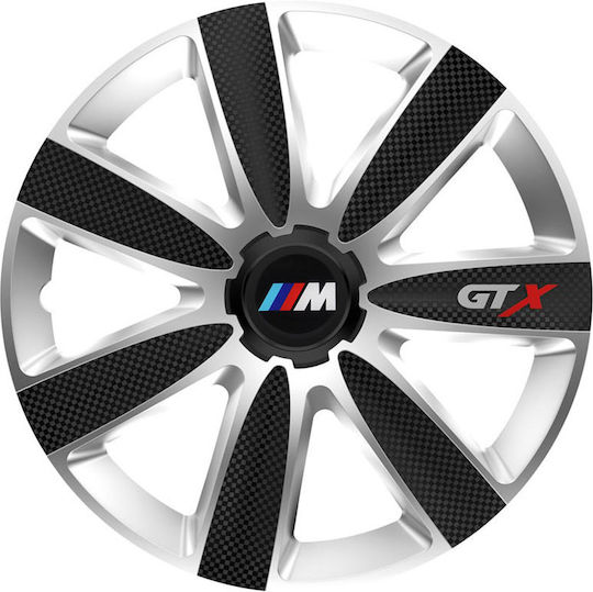 Auto Radkappen Versaco Gtx Karbon Schwarz Silber 14" Kompatibilität 3d Metallisch Bmw M 4 Stücke