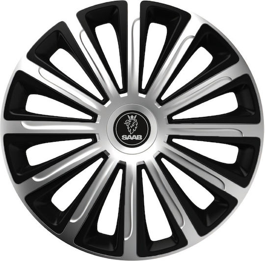 Тасии Трохове Автомобилни Versaco Trend Черно Хром 13" Знак 3d Метален Saab 4 Броя