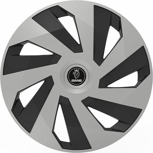 Car Wheel Hubcaps Versaco Vector Chrome Black 15" 3d Metal Logo Saab 4 Pieces