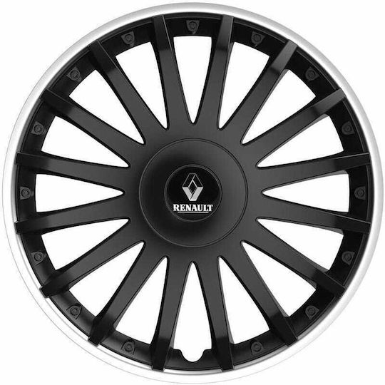 Car Wheel Hubcaps 15" Crystal So Black Cbx 3d Metal Logo Renault 4pcs