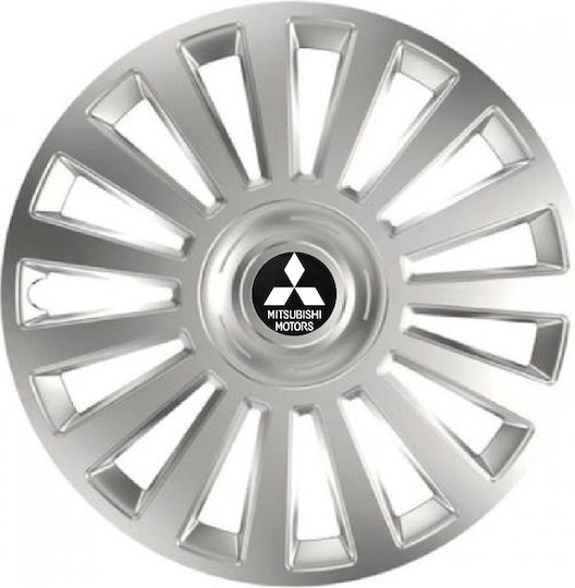 Car Wheel Hubcaps Versaco Luxury Silver 14" 3d Metal Logo Mitsubishi 4 Pieces
