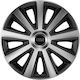 Car Wheel Hubcaps Versaco Aviator Carbon Chrome & Black 14" 3D Metal Logo Ford 4 Pieces