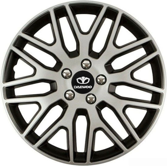 Car Wheel Hubcaps Versaco Dakar Nc Silver Black 16" 3d Metal Logo Daewoo 4 Pieces