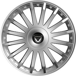 Τάσια Τροχών Αυτοκινήτου Versaco Crystal 116292 Cbx Ασημί 14" Σήμα 3d Μεταλλικό Dacia 4 Τεμάχια
