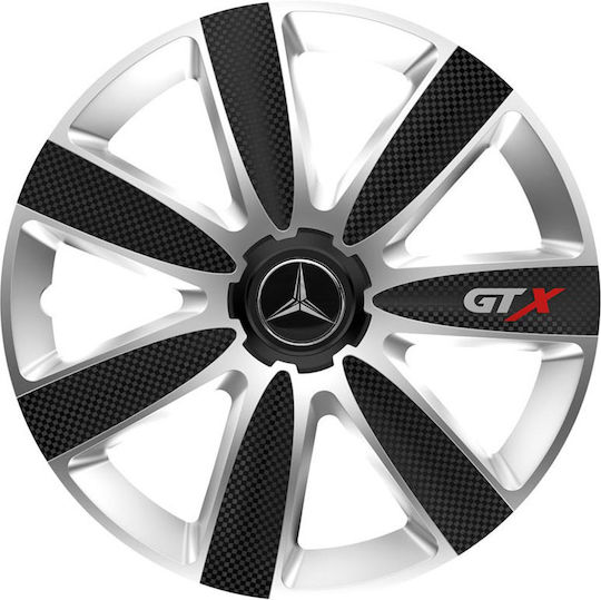 Тасии Трохове Автомобилни Versaco Gtx Карбон Черно Хром 16" Знак 3d Метален Mercedes 4 Броя