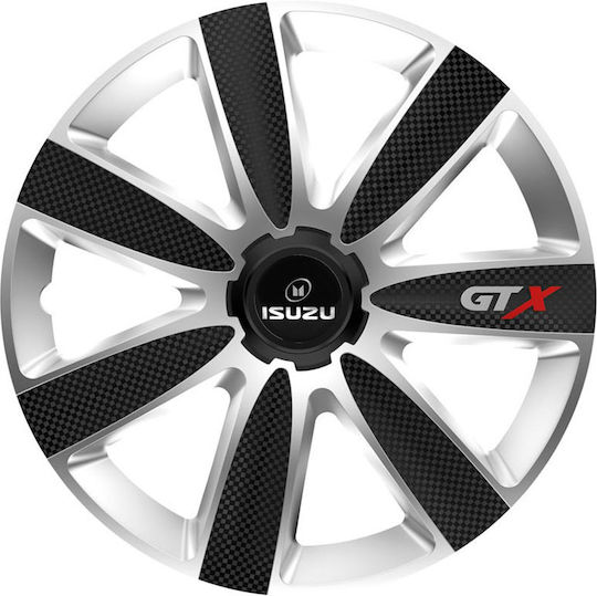 Auto Radkappen Versaco Gtx Karbon Schwarz Silber 13" Kompatibilität 3D Metallisch Isuzu 4 Stücke