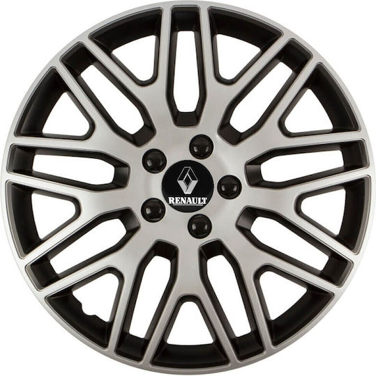 Тасии Трохове Автомобилни Versaco 16" Dakar Сребристо Черно Черни Болтове 3d Метален Емблема Renault 4 Бройки